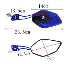 ESUPPORT Blue Motorcycle Motorbike 8mm 10mm Rearview Side Mirror ATV Scooter Bike Flame Fire