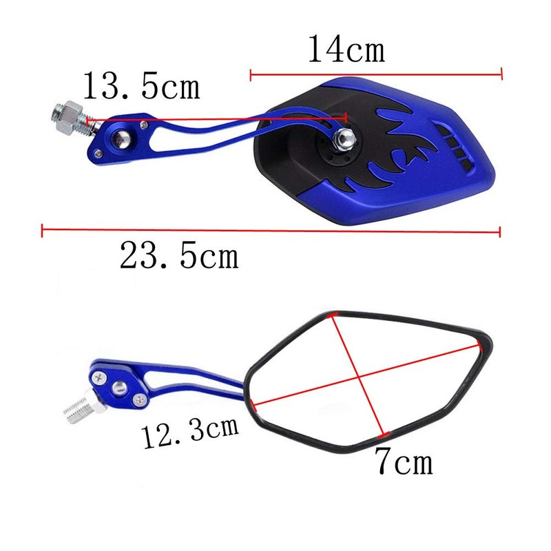 ESUPPORT Blue Motorcycle Motorbike 8mm 10mm Rearview Side Mirror ATV