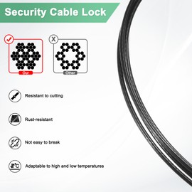 M METERXITY 10-Pack Security Cable Lock, 1FT 3mm PVC Coated Stainless Steel Luggage Lock Wire Rope with Double Loop for Travel/Gate/Bike, Cut-Resistant Braided Steel Cable [Black]