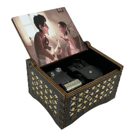 Teykst Remember Me Wood Music Box for Father's Day Birthday Anniversary, 18 Note Wind-up Wooden Engraved Musical Boxes Gift Collection Keepsake Decoration for Christmas