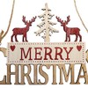 Merry Christmas Wooden Hanging Sign with Reindeer and Tree -