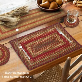 Homespice - Cider Barn Small Braided Table Runner, a Hand Braided Runner to Use as a Short Table Runner - Durable and Classic Design - Perfectly Finished Thick Table Runner Set of 2, 8x28 Inches