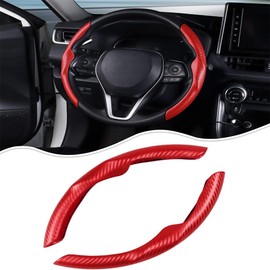 OFFCURVE Carbon Fiber Car Steering Wheel Covers Steering Wheel Covers Steering Wheel Tray Car Decorations D and O Shape Steering Wheel Cover Suitable for Most Car Models,2PCS,37-38CM（Red）