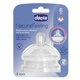 CHICCO, Set de Tetinas para Biberón de Flujo Rápido Natural Feeling, +6 meses