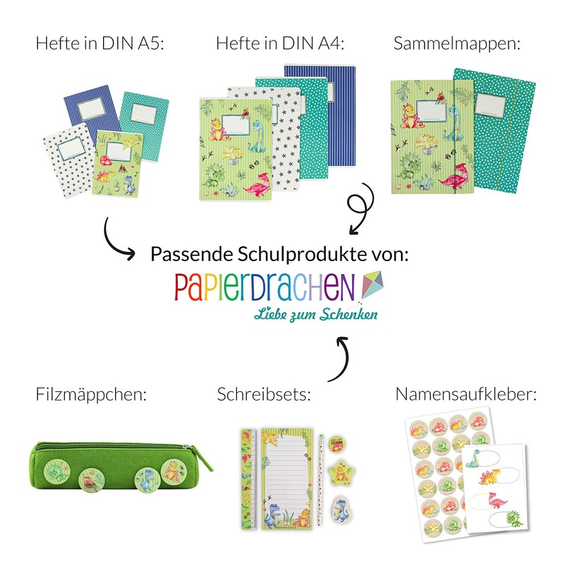 Papierdrachen 4 high-quality school notebooks for children, DIN A4, lined