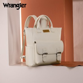 Montana West Wrangler Medium Backpack Purse for Women Off-white Fashion Backpack with Removable Crossbody Strap for Travel Work