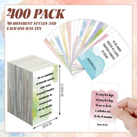 Motiskyy 400 Pcs Spanish Prayer Cards Christian Cards with Inspirational Bible Verses Mini Scripture Inspirational Spanish Christian Gifts for Daily Encouragement, 40 Styles (Watercolor Style)