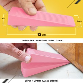 Pink Rubber Door Stop 4 Pack, Door Stoppers for Floor, Door Stops Indoors, Door Wedge, Non-Slip Rubber Door Stopper, Door Wedges Indoors, Ideal for All Floor Types