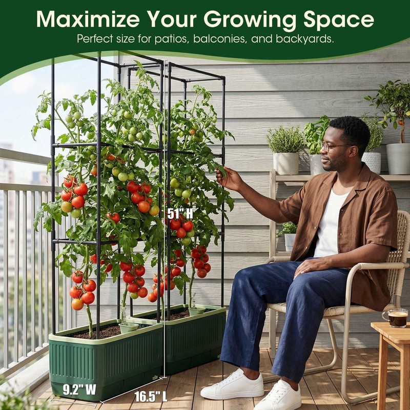 MQHUAYU 2 Pack 51" Self Watering Planter Box with Trellis,