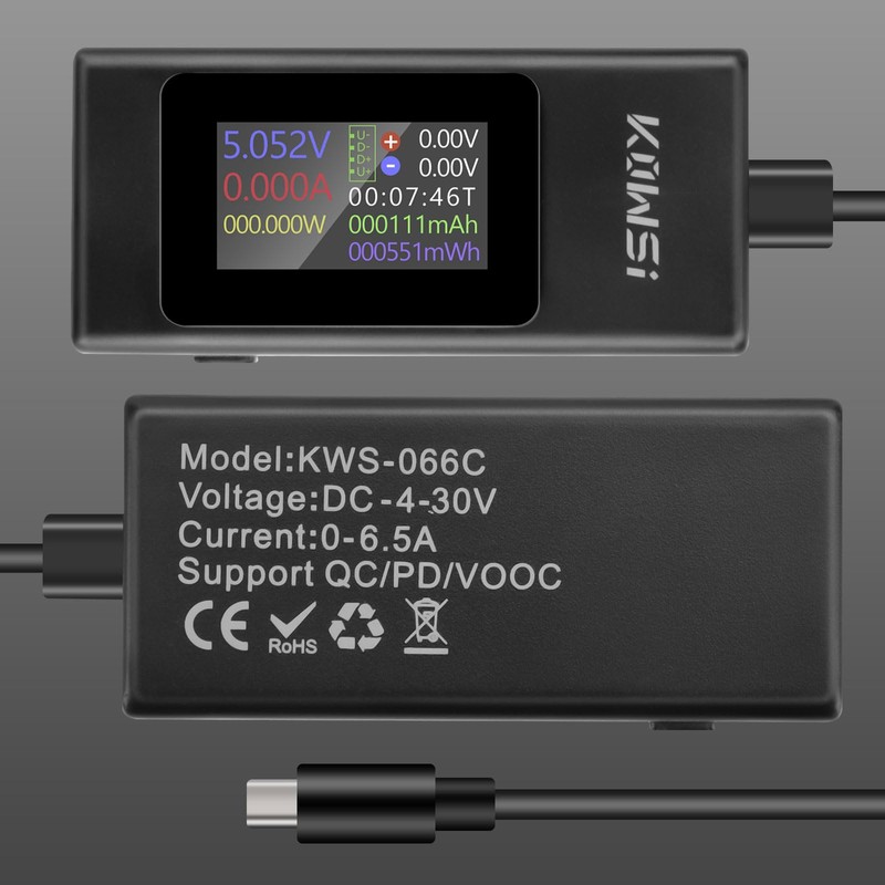 Extended USB C Tester Phone Charging Tester Meter Voltmeter USB