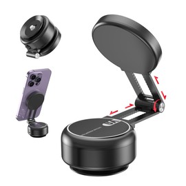 Upgraded Adjustable Electric Vacuum Magnetic Suction Cup Phone Mount, Foldable Smart Double-Side Hands-Free Magnetic Cell Phone Holder for Car/Gym/Smooth Surface, Compatible with iPhone&Android