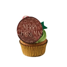 Merry Christmas UV Printed Acrylic Cupcake Toppers - Christmas Bauble Edition by 3 LITTLE DESSERTS - Pack of 6