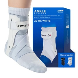 Zamst A2-DX White Ankle Brace for Sports - Breathable Sports Ankle Support for Men and Women with Guard Stabilizers for High-Grade Ankle Sprain - Right, Small