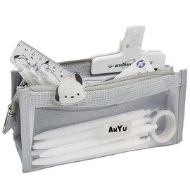 ESJNNK Pencil Case, Transparent Large Capacity, Pen Pouch, Stationery Storage, Stationery Case, Stationery Pouch, Stylish, Eraser, Wide Opening Design, Classification Storage, Cosmetics Storage