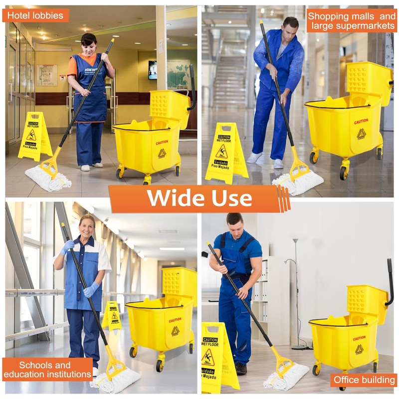 38 Qt Commercial Mop Bucket with Side Press Wringer on