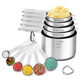 Minteem Measuring Cups and Spoons Set, Stainless Steel Measuring Cups Measuring Spoons with Easy to Read Markings, Ideal Kitchen Gadgets for Cooking & Baking, 11 Pack