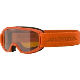 ALPINA Piney Anti-Fog, Extremely Robust and Shatterproof Ski Goggles with 100% UV Protection for Children, Matte Pumpkin, One Size