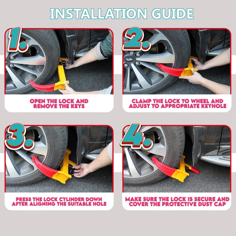 AUTOXBERT 2PCS AntiTheft Wheel Clamp Boot Tire Lock Trailer for