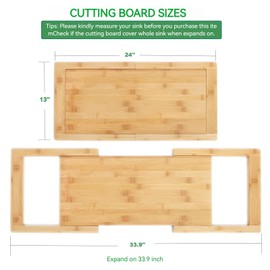 Kitchen Over The Sink Cutting Board - Expandable Cutting Board Over Sink, Bamboo Cutting Boards with Juice Groove