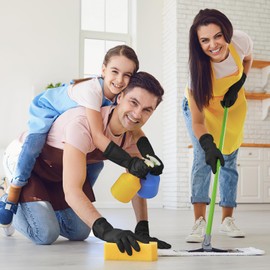 ZLLkeji Household Gloves, Chemical-Resistant Gloves, Waterproof, Non-Slip, Acid and Alkali Resistant, Cleaning Gloves for Washing, Work, Painting, Gardening, Pet Care