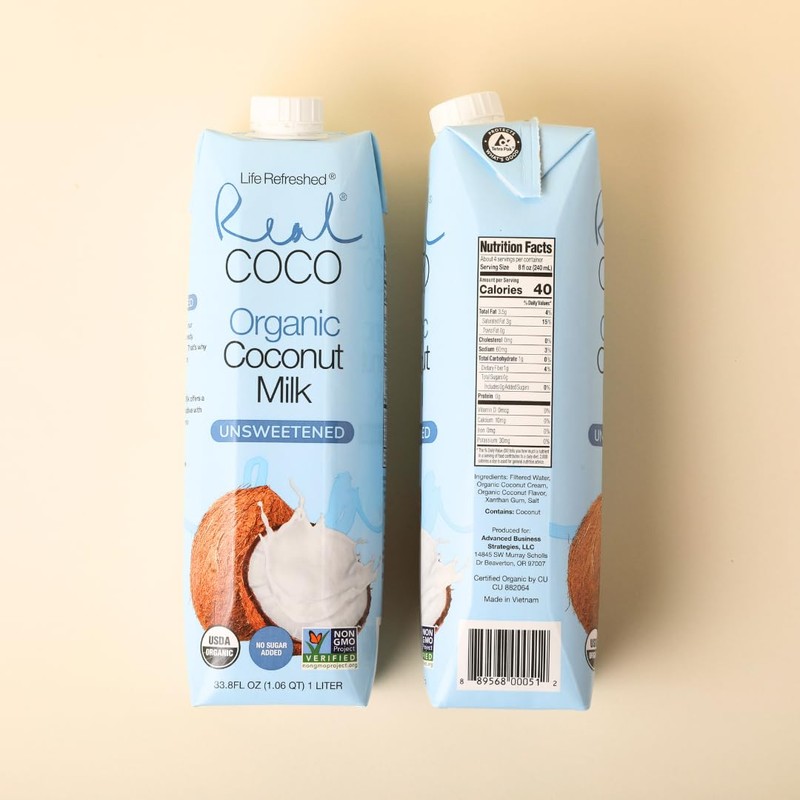 Real Coco Organic Original Coconut Milk Beverage (6-Pack 1L), USDA