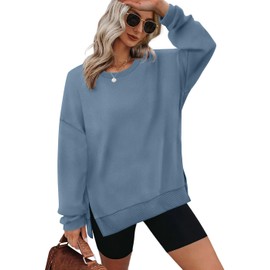 XIEERDUO Essentials Hoodie Long Sleeve Cute Fall Tops For Women Ribbed Cuffs Blue S