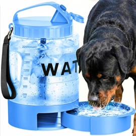 Botella de Agua portátil para Perros, dispensador de Agua Grande de 2,2 litros (77 oz) para Viajes, Ideal para Acampar, la Playa y pasear. Color Azul.