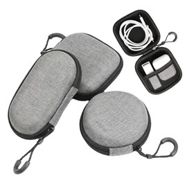 3 Pack Earbud Case, BetterJonny EVA Hard Earphone Carrying Case Portable Storage Earbud Pouch Case Mini Earbud Pouch for Bluetooth Ear Buds USB Adapter Cable Coin Pouch Wallet (Grey)