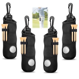 4 Pcs Golf Ball Tee Holder, Pouch Neoprene Golf Ball Pouch, Lightweight Portable Golf Ball Holder,Golf Tee Utility Bag, Golf Ball Carry Bag with Belt Clip, for Women Men Club