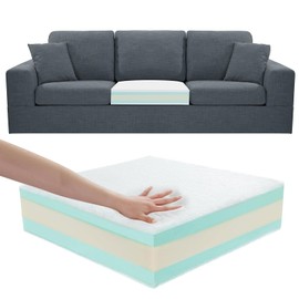 FOUXTEL Extra Thickness 5 Layer Couch Cushion Replacement, 22"x22"x6" Sofa Cushion Replacement, Memory Foam Upholstery, Supportive&Soft Sofa Foam with Removable Cover