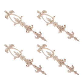 MUXSAM 4Pcs Wood Mouldings Carved Applique Onlay for Decoration Furniture Decals Corner European Solid Wood Long Vertical Carved Flower Pattern Frame 25x6cm