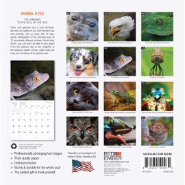 RED EMBER Animal Eyes 2025 Wall Calendar 12 Month | 12" x 24" Open | Thick & Sturdy Paper | Giftable | Calendar 2025