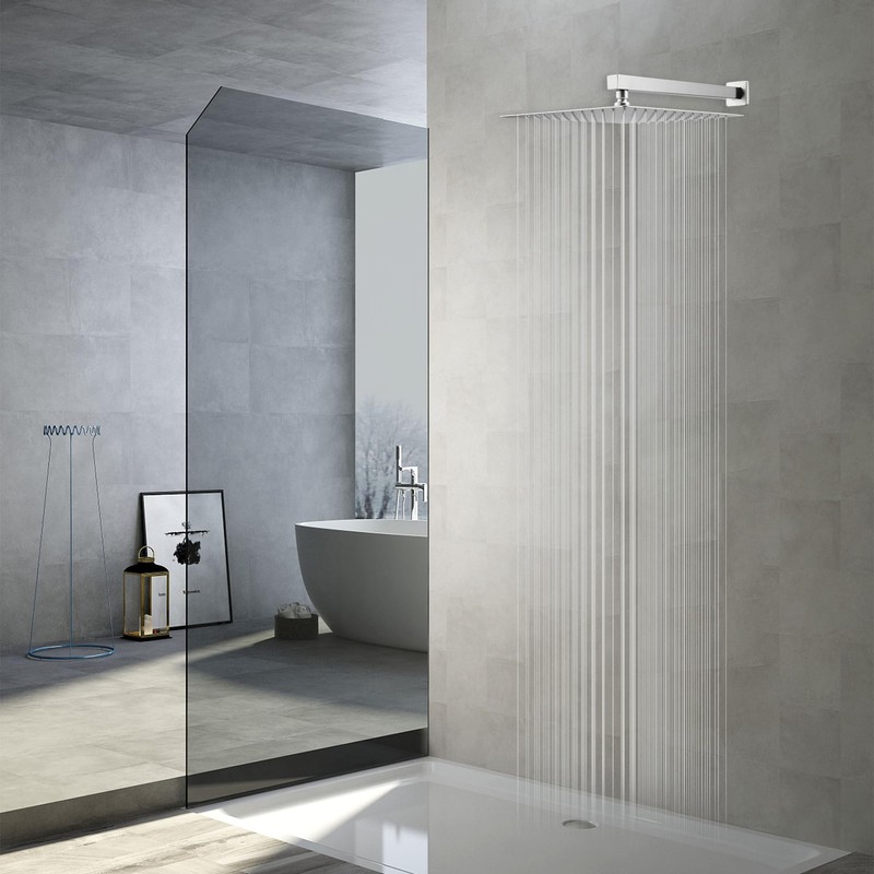 GGStudy High Pressure Square Shower Head 12 Inches Large Stainless