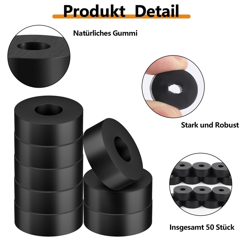 SVUPUE Thick Rubber Spacers, Pack of 50 Rubber Washers, 2