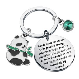 bobauna Cute Panda Keychain Animal Panda Bear Lover Jewelry Gift Panda Bears are Known to Be Gentle And Strong (panda bear big hearted keychain)
