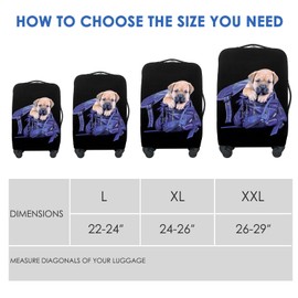 Adorila Travel Luggage Cover Suitcase Protector, Elastic Suitcase Cover, Washable Suitcase Protective Cover, Puppy, L, Portable