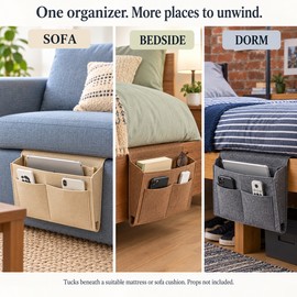 Hanging Bedside Organizer for Easy Storage – Felt Storage Caddy for Bed, Sofa, Couch and Dorm Room