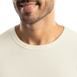 Realtree Men's Heavyweight Cotton Polyester Long Sleeve Thermal Underwear Top, Ivory, Medium