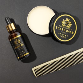 Homme Essence Luxury Beard Growth Kit - Includes Beard Oil & Balm - Natural Ingredients, Sandalwood Scent - Nourish, Condition, Soften Facial Hair