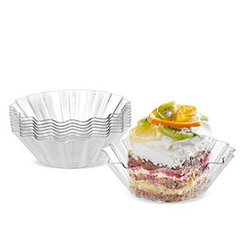 Healthcom 60 Pcs 3 inch Mini Clear Plastic Appetizer Plates Dessert Plates Flower Ice Cream Dessert Bowls Tasting Bowls Dishes Serving Plates Dip Sauce Snacks Plates Small Serving Cup Party Supplies