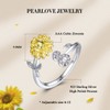 PEARLOVE Sterling Silver initial Ring Sunshine Sunflower CZ Stackable A-Z