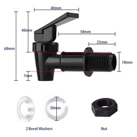 HUI NING BPA Free Plastic Water Spigot, Replacement Cooler Water Faucet for Countertop,Household Water Bucket, Water Cooler Filtration Systems Water Pitcher Water Jug Dispenser(2 Black and 2 White)