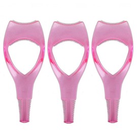3Pcs Plastic 3 in 1 Eye Lash Mascara Guard Applicator Mascara Shield Makeup Eyelash Tool Upper Lower Eye Lashes Protector Guide Helper Eyelash Comb Cosmetic Tool(Pink)
