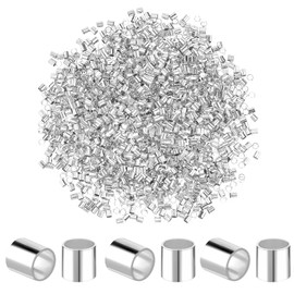 Teaaha 2000 PCS Crimp Beads for Jewelry Making, 2mm Crimping Beads Silver Tube Beads Column Stoppers to Secure Jewelry Strings, for Earring Necklace Pendant DIY Jewelry Gift Making