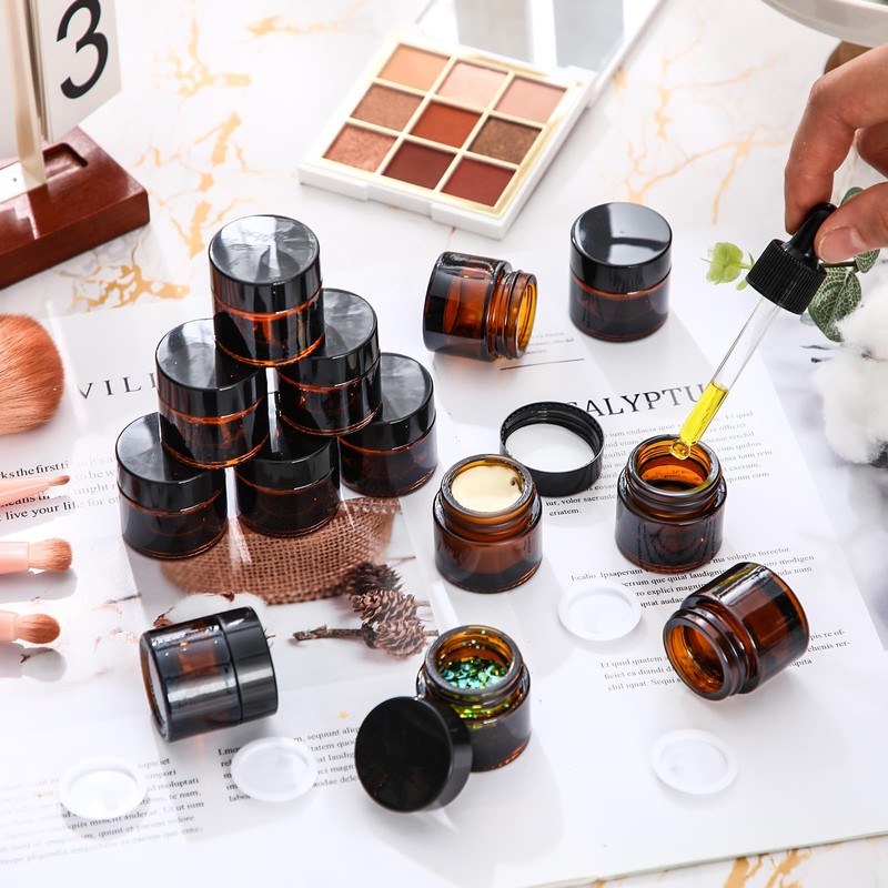 Norme 140 Pack 10ml Glass Jars with Lids Glass Cosmetic