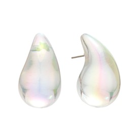 Winssigma Chunky Acrylic Hoop Earrings, Lightweight Waterdrop Hoops Earrings, Hypoallergenic Trendy Jewelry for Women(AB Color)