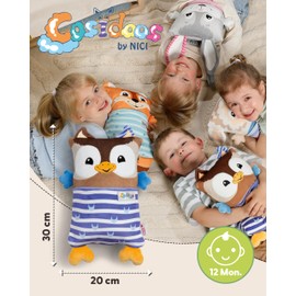 NICI Cuddly toy owl with reversible function, 30 x 20 cm, brown, soft plush toy, for small cuddly toy lovers to cuddle and play, ideal for home, nursery or on the go, 62295
