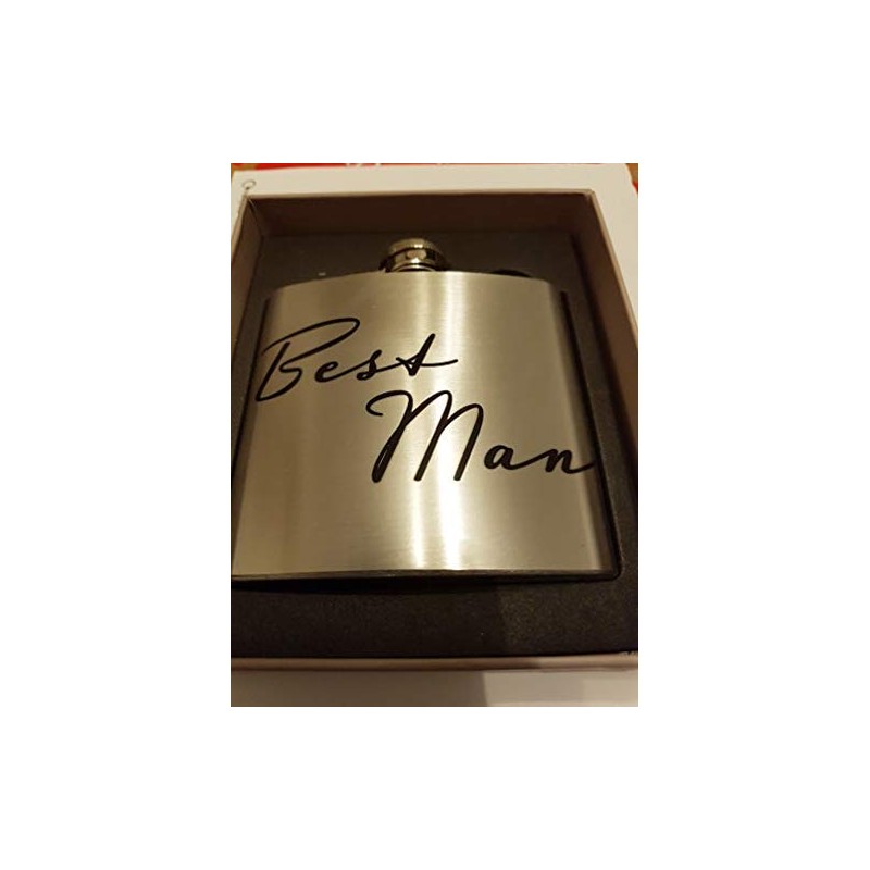 Amore Stainless Steel Silver 5oz Hip Flask - Best Man