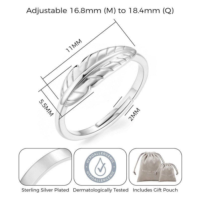 Philip Jones Silver Plated Feather Ring