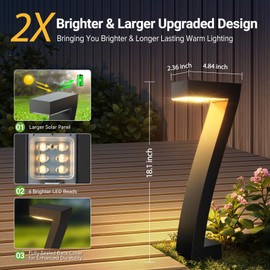 WdtPro Solar Lights Outdoor Pathway Lights, 2 Pack Upgraded Bright LED Outdoor Solar Light for Outside, IP65 Waterproof Solar Garden Light for Yard, Driveway, Walkway, Landscape, Patio Decor